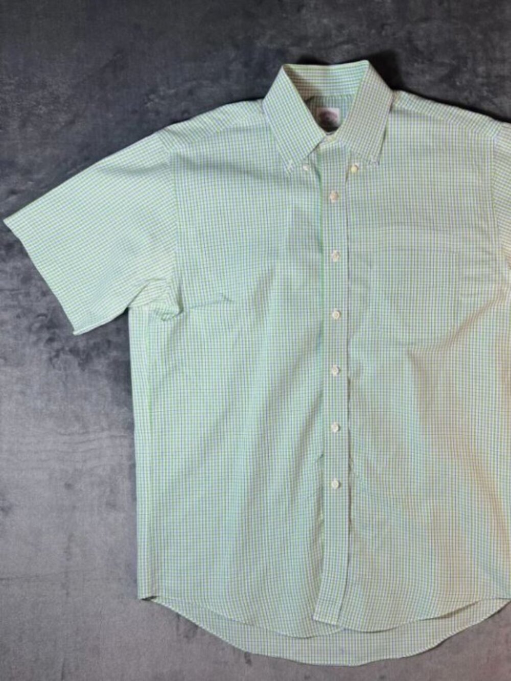Brooks Brothers Short Sleeve Green and Blue Plaid M The Original Polo Shirt